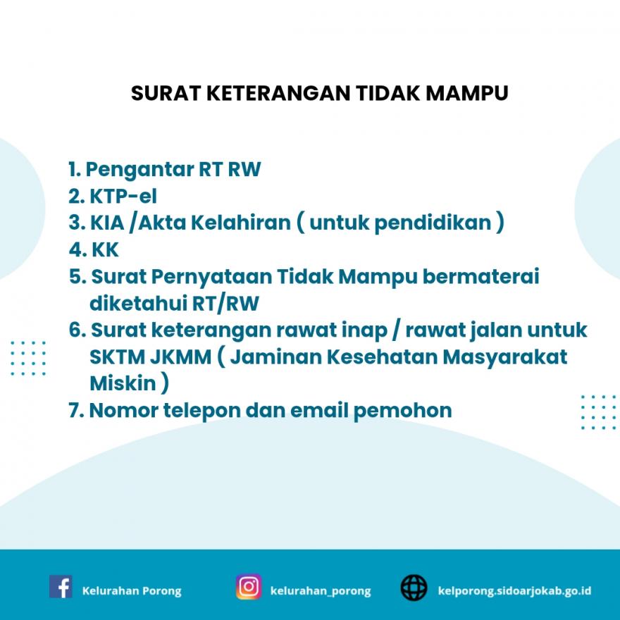 SURAT KETERANGAN TIDAK MAMPU